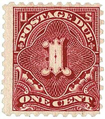 1c Postage Due Stamp - carmine lake.