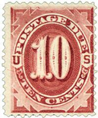 10c Postage Due Stamp - bright claret.