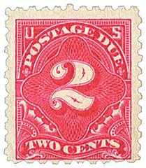 2c Postage Due Stamp - carmine lake.