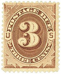 3c Postage Due Stamp - brown.