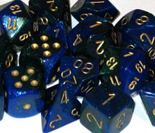 Polyhedral Blue-Green w/gold d4 - PG0436