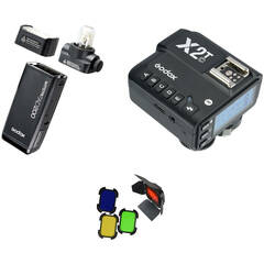 Godox AD200 Kit with X2 Trigger, Barndoors, and Color Filters for Canon