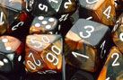 Polyhedral Black-Copper w/white d6 w/#s - PG0627