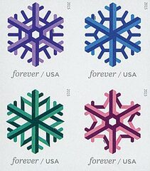First-Class Forever Stamp - Imperforate Geometric Snowflakes