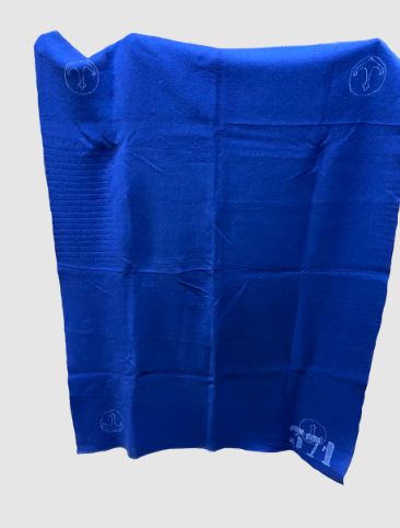 Used Italian Navy Wool Blanket, Navy Blue