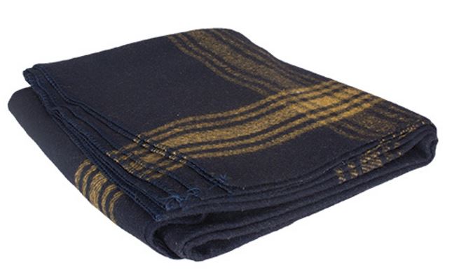 Fox Outdoor Mustard-Striped Navy Wool Blanket