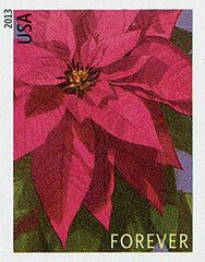 First-Class Forever Stamp - Imperforate Poinsettia (Sennett Security Products)