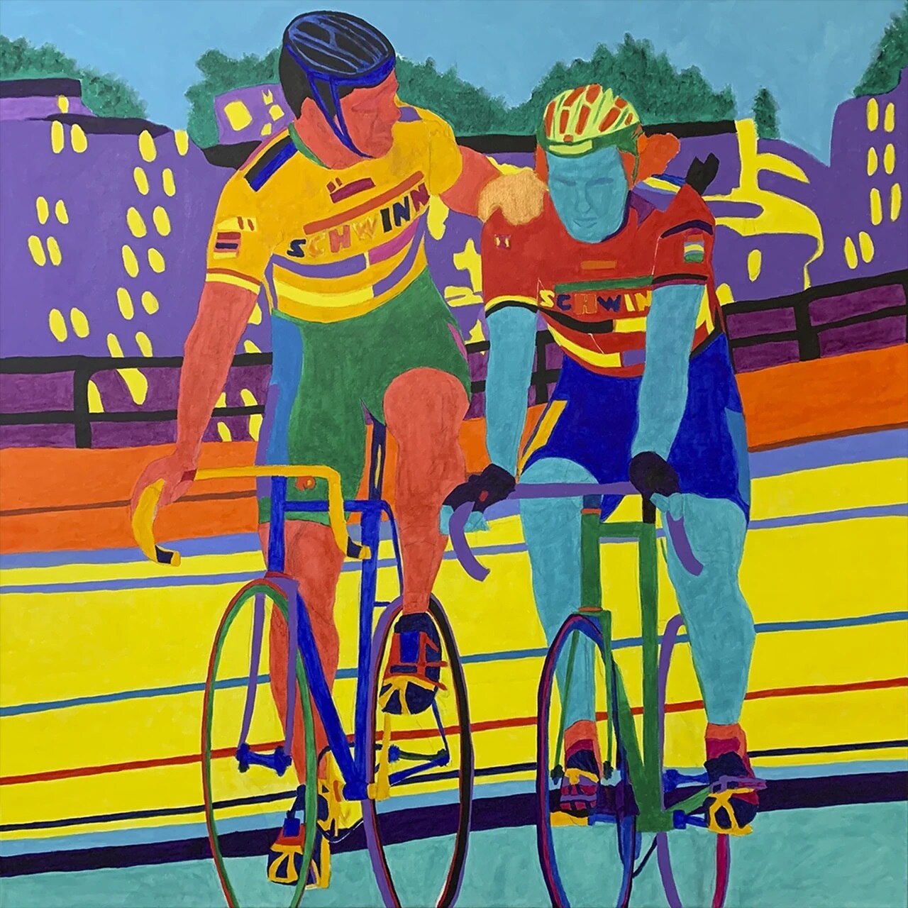 Jimmy & Mark Velodrome Bike Racing Bicycling Art Poster