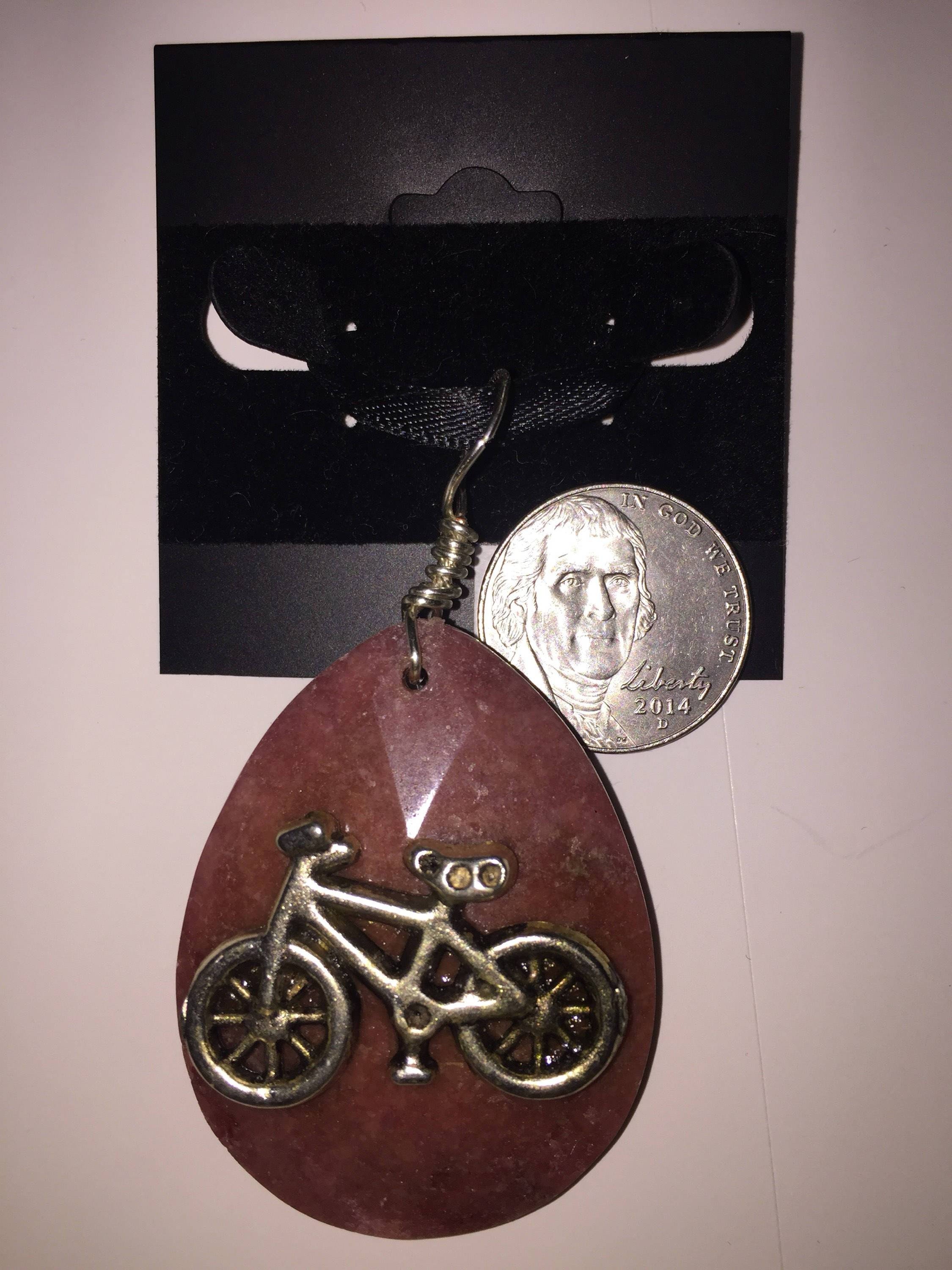Stone Pendant - Bicycle - Red Jasper Stone