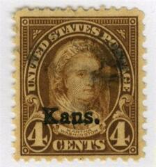 4c Martha Washington, yellow brown, Kansas-Nebraska overprints