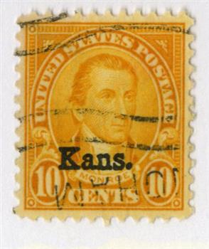 10c Monroe, orange yellow, Kansas-Nebraska overprints