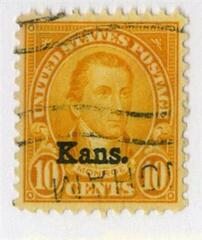 10c Monroe, orange yellow, Kansas-Nebraska overprints