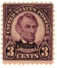 3c Lincoln, violet, Kansas-Nebraska overprints