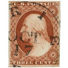 3c George Washington, orange-brown, imperforate, type I