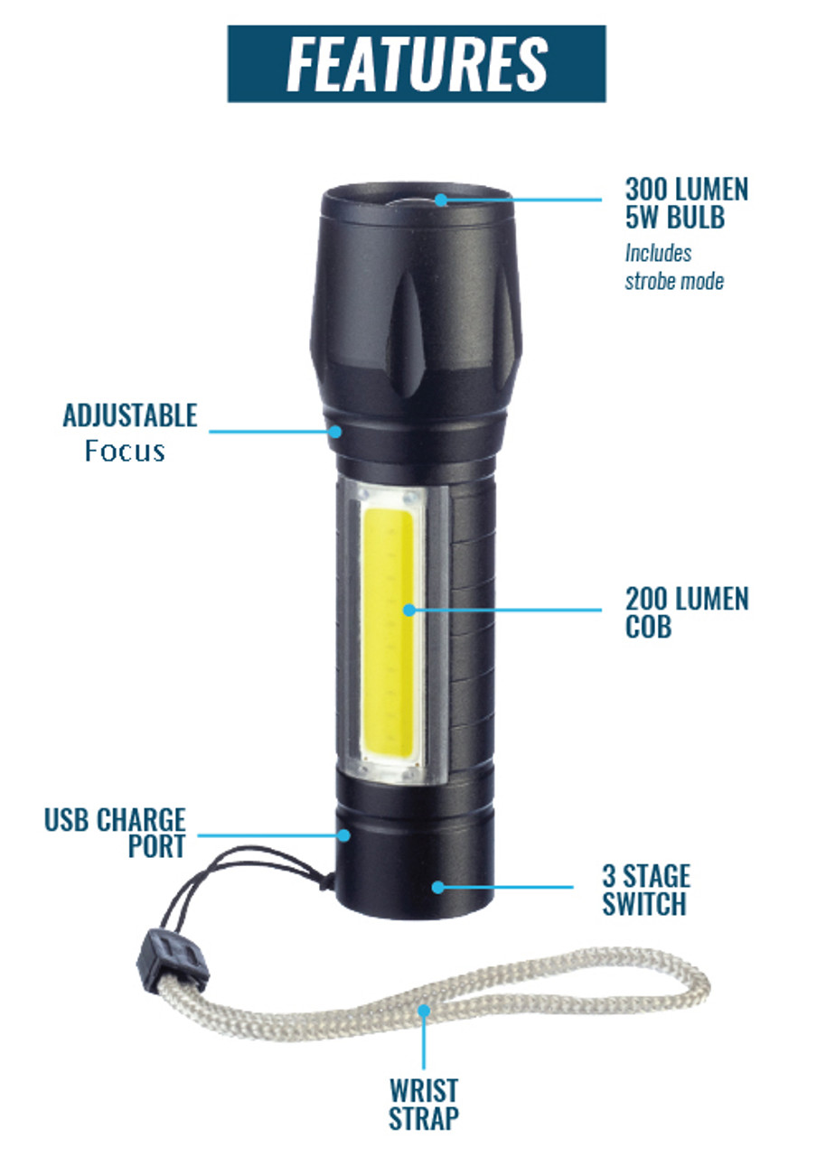 Sona Enterprise 500 Lumen Rechargeable USB Flashlight