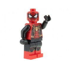 LEGO Spider-Man - Black and Red Suit, Large Gold Spider, Gold Knee Trim (Integrated Suit)