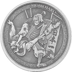 2020 1 oz Antique Samoa Silver Momotaro and Demon Subdued in Ukiyoi Coin