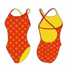 TS Swim Women's Crossback One Piece Swimsuit - Orange with Dots (26, 28, 30) (107180330)