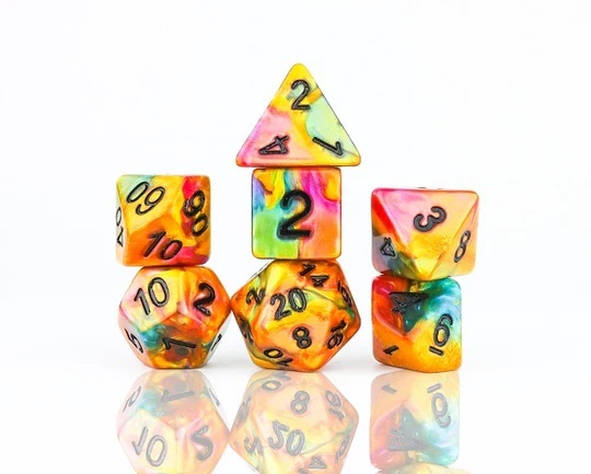 Dice Set - Rainbow Gold