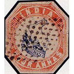 Inverted Head Four Annas stamp