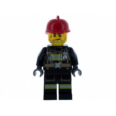 LEGO Fire - Reflective Stripes, Stubble Beard, Red Helmet