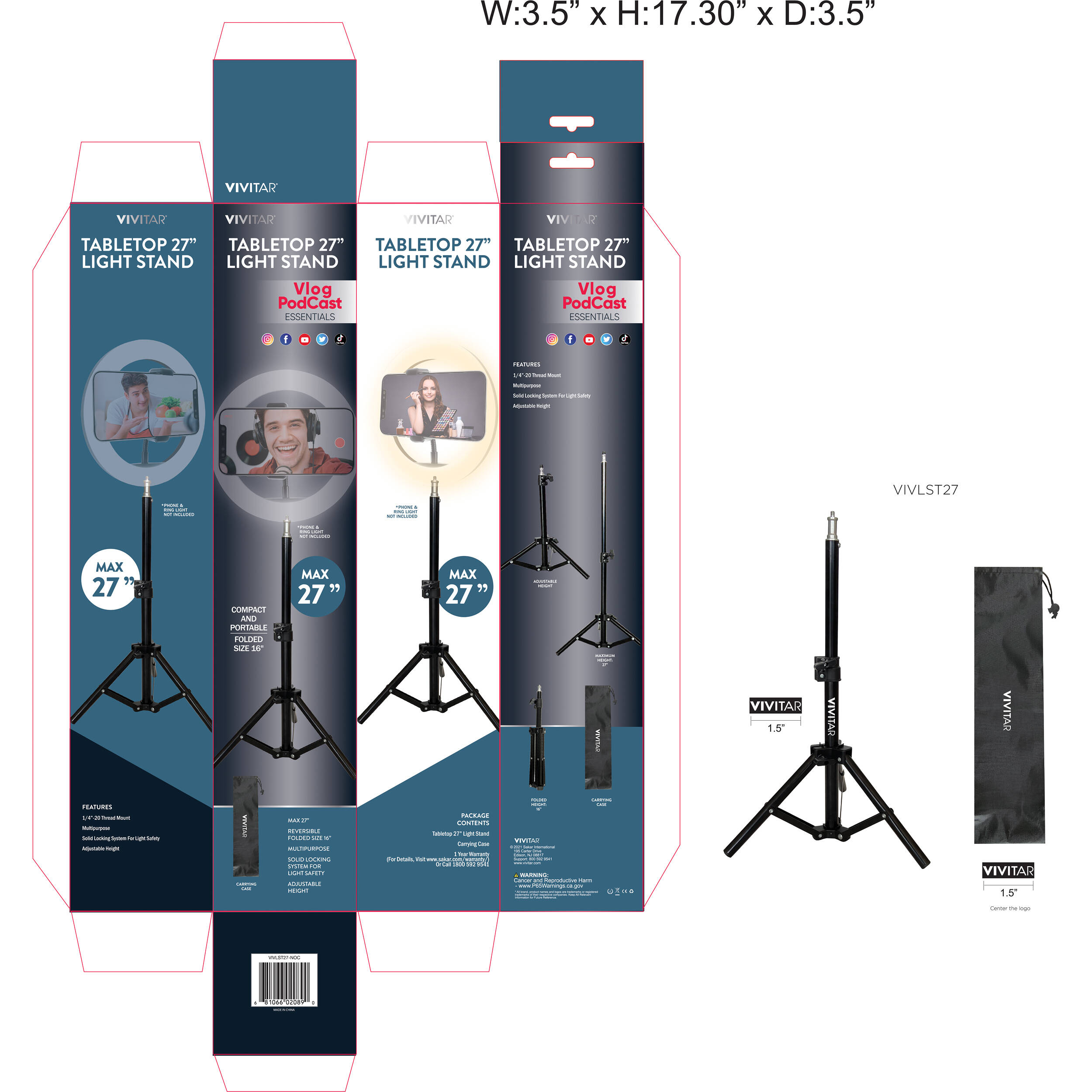 Vivitar 16 to 27 Light Stand