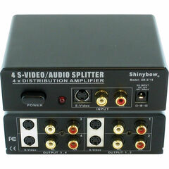 Shinybow SB-3716 1 x 4 S-Video & Stereo Audio Distribution Amplifier (Mini-DIN-4/RCA)