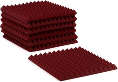 Auralex 2 inch Studiofoam Pyramids 2x2 foot Acoustic Panel 12-pack - Burgundy