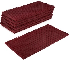 Auralex 2 inch Studiofoam Pyramids 2x4 foot Acoustic Panel 12-pack - Burgundy