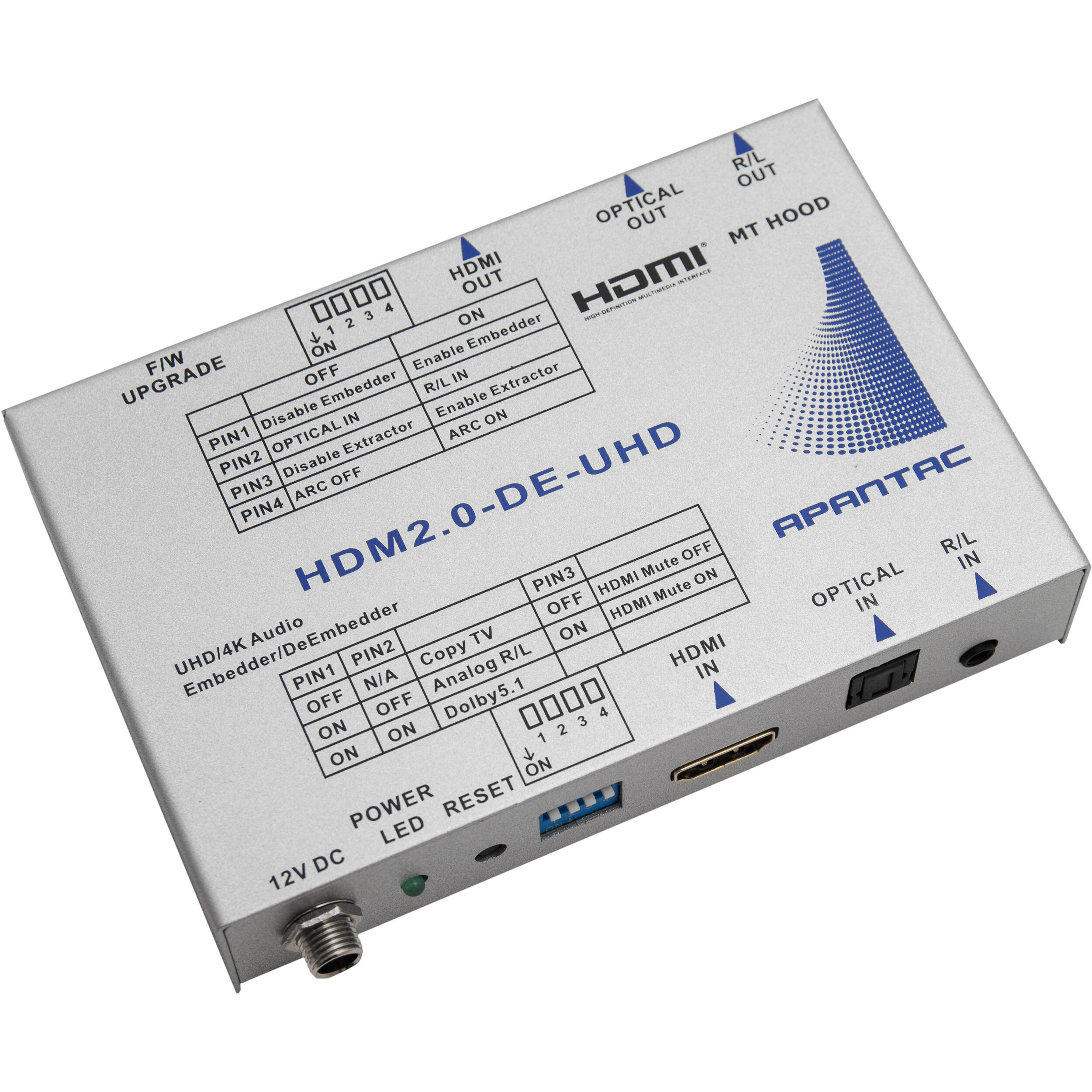 Apantac HDMI 2.0 UHD Audio Embedder/De-Embedder Converter