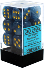 2Ct Phantom D6 Dice Set Teal/Gold - CHX27689