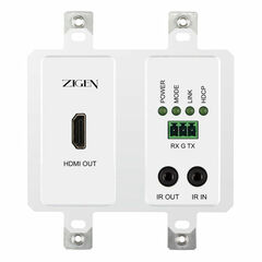 Zigen HDBaseT PoE Wall Plate Receiver with IR & RS-232 (230')