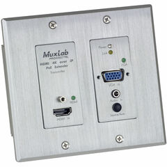 MuxLab HDMI/VGA Over IP PoE Wall Plate Transmitter for Select Receivers (White)