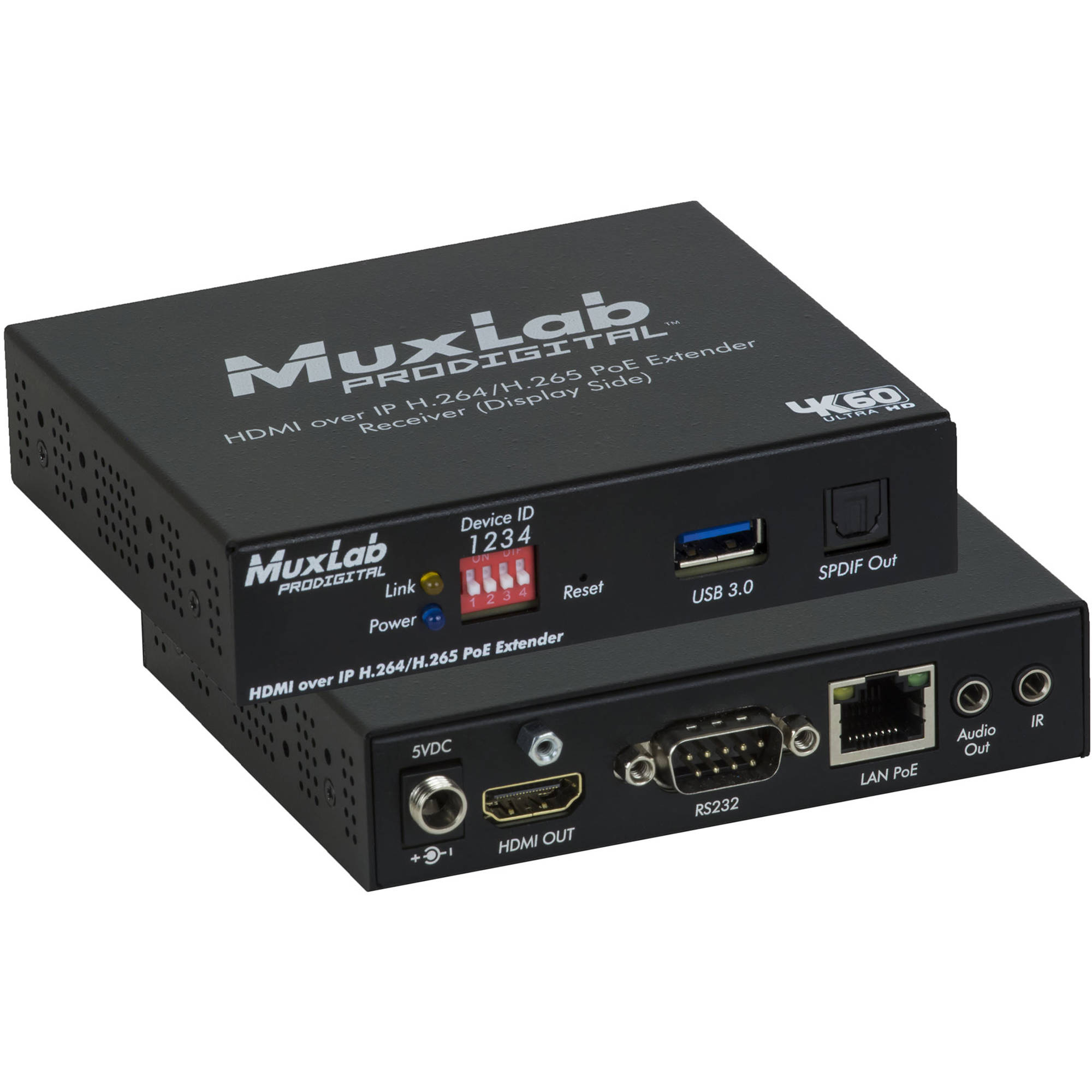 MuxLab HDMI over IP H.264/H.265 PoE Receiver