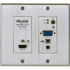 MuxLab UHD-4K HDMI/VGA/USB over IP PoE WP Transmitter (White)