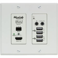 MuxLab UHD-4K HDMI/USB over IP PoE Wall Plate Receiver (White)