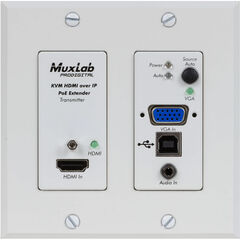 MuxLab 4K30 HDMI/VGA/USB over IP PoE Wall Plate Transmitter