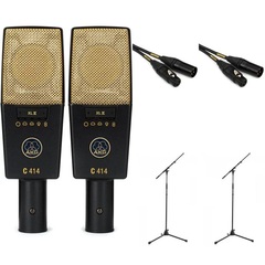 AKG C414 XLII/ST Matched Pair Bundle with Stands and Cables