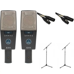 AKG C414 XLS/ST Matched Pair Bundle with Stands and Cables