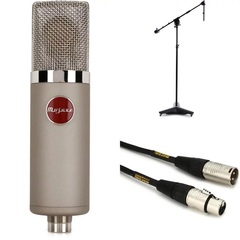 Mojave Audio MA-300 Large-diaphragm Tube Condenser Microphone Bundle with Stand and Cable - Satin Nickel