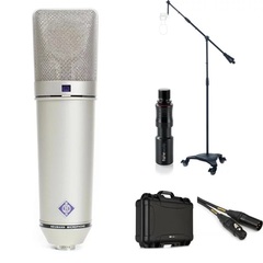 Neumann U 87 Ai Set Large-Diaphragm Condenser Microphone Bundle with Case, Stand, and Cable - Nickel