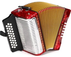 Hohner Corona II Diatonic Accordion - Keys of F/Bb/Eb - Red