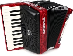 Hohner Bravo II 48 Chromatic Piano Key Accordion - Pearl Red