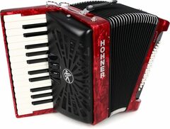Hohner Bravo II 48 Chromatic Piano Key Accordion - Pearl Red
