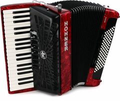 Hohner Bravo III 96 Chromatic Piano Key Accordion - Pearl Red