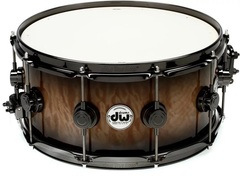 DW Collector's Series Exotic Snare Drum - 6.5 x 14 inch - Quick Candy Black Burst over Quilted Maple