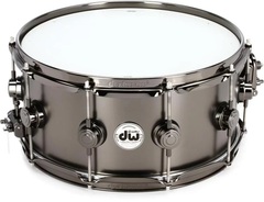 DW Collector's Series Metal Snare Drum - 6.5-inch x 14-inch - Satin Black Over Brass - Black Nickel Hardware