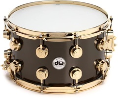 DW Collector's Series Metal Snare Drum - 8 x 14 inch - Black Nickel Over Brass with Gold Hardware