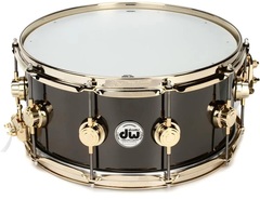 DW Collector's Series Metal Snare Drum - 6.5 x 14 inch - Black Nickel Over Brass with Gold Hardware