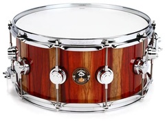 DW Private Reserve Snare Drum - 6.5 x 14 inch - Gloss Natural over Candy Stripe Padauk